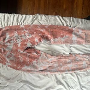 Champion Coral and White Tie-Dye Joggers